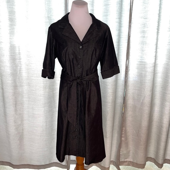 Lane Bryant Dresses & Skirts - Lane Bryant button up dress tie at waist flattering A-Line